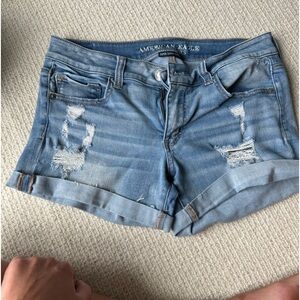 American Eagle, super stretch, distressed, rollup shorts size 10